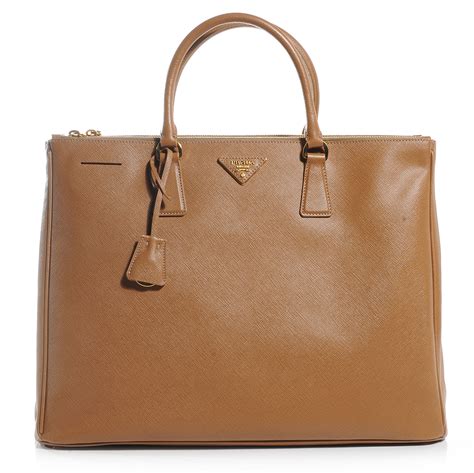 prada saffiano double zip caramel|PRADA Saffiano Large Galleria Double Zip Tote Caramel .